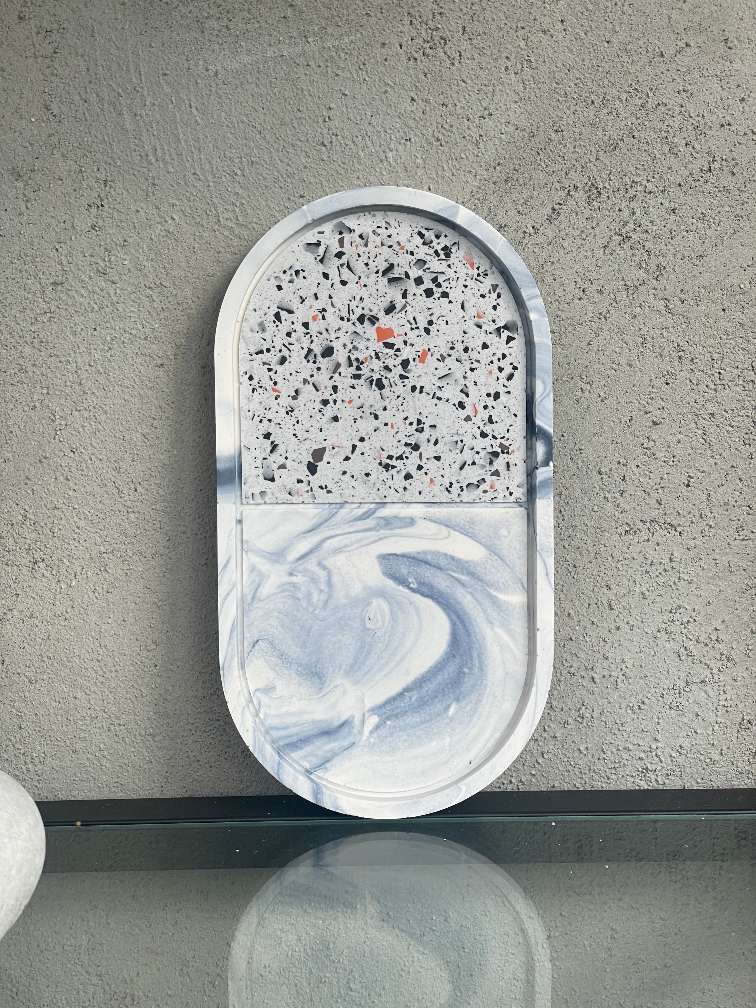 Rustic Terrazzo & Marble Oval Tray