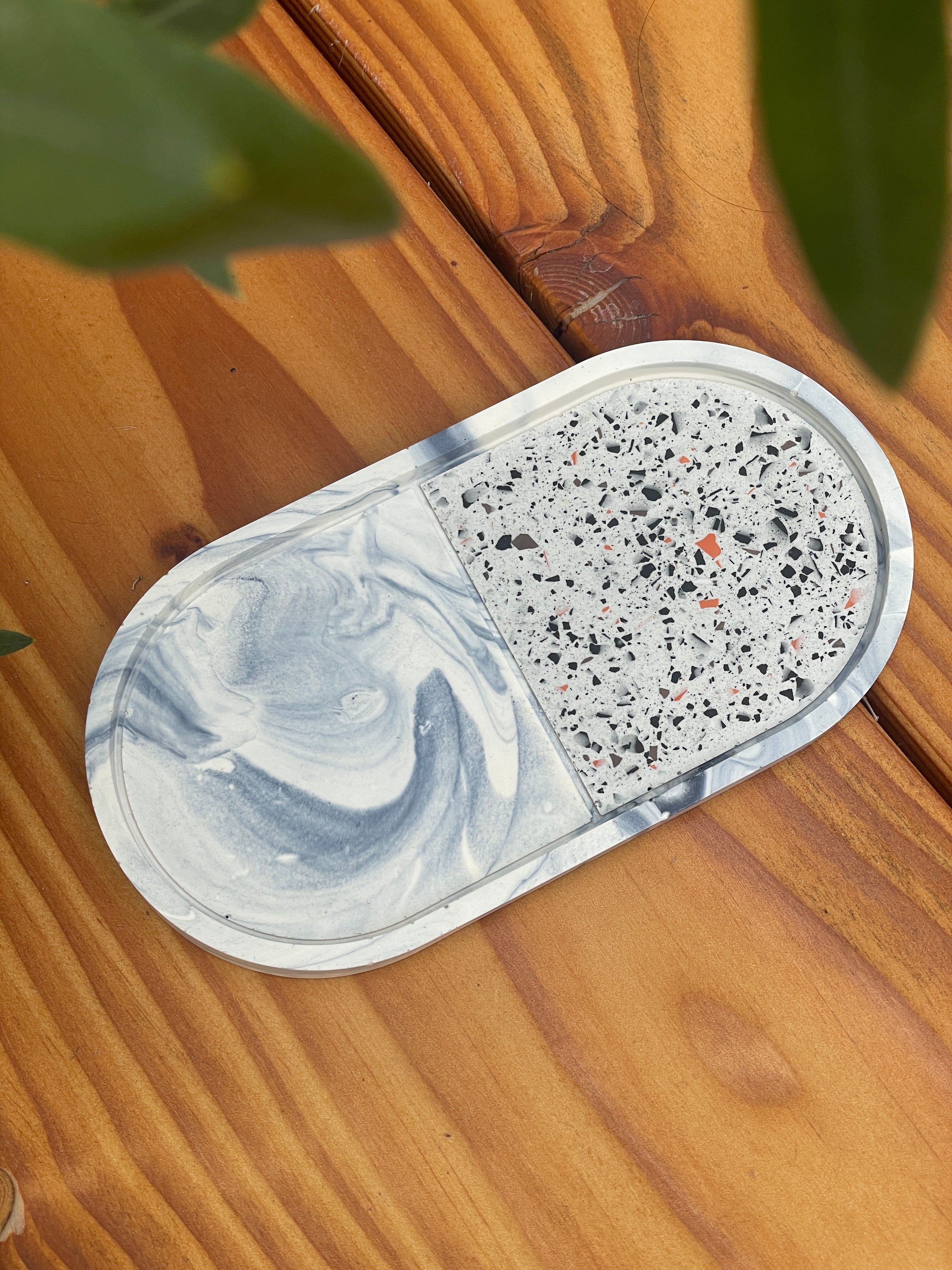 Rustic Terrazzo & Marble Oval Tray