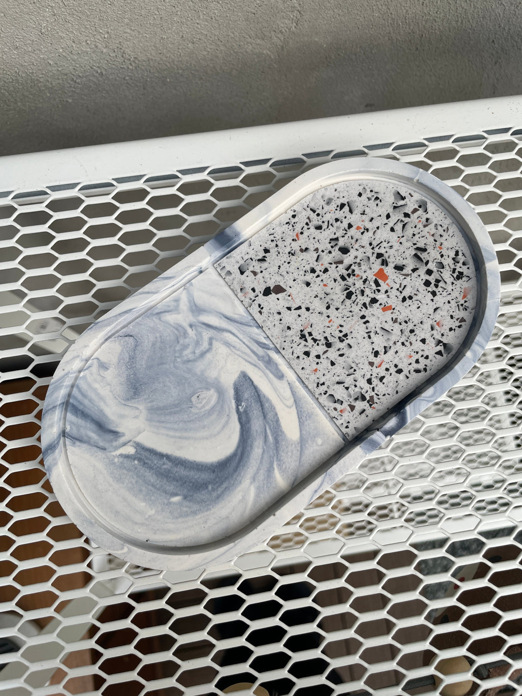 Rustic Terrazzo & Marble Oval Tray