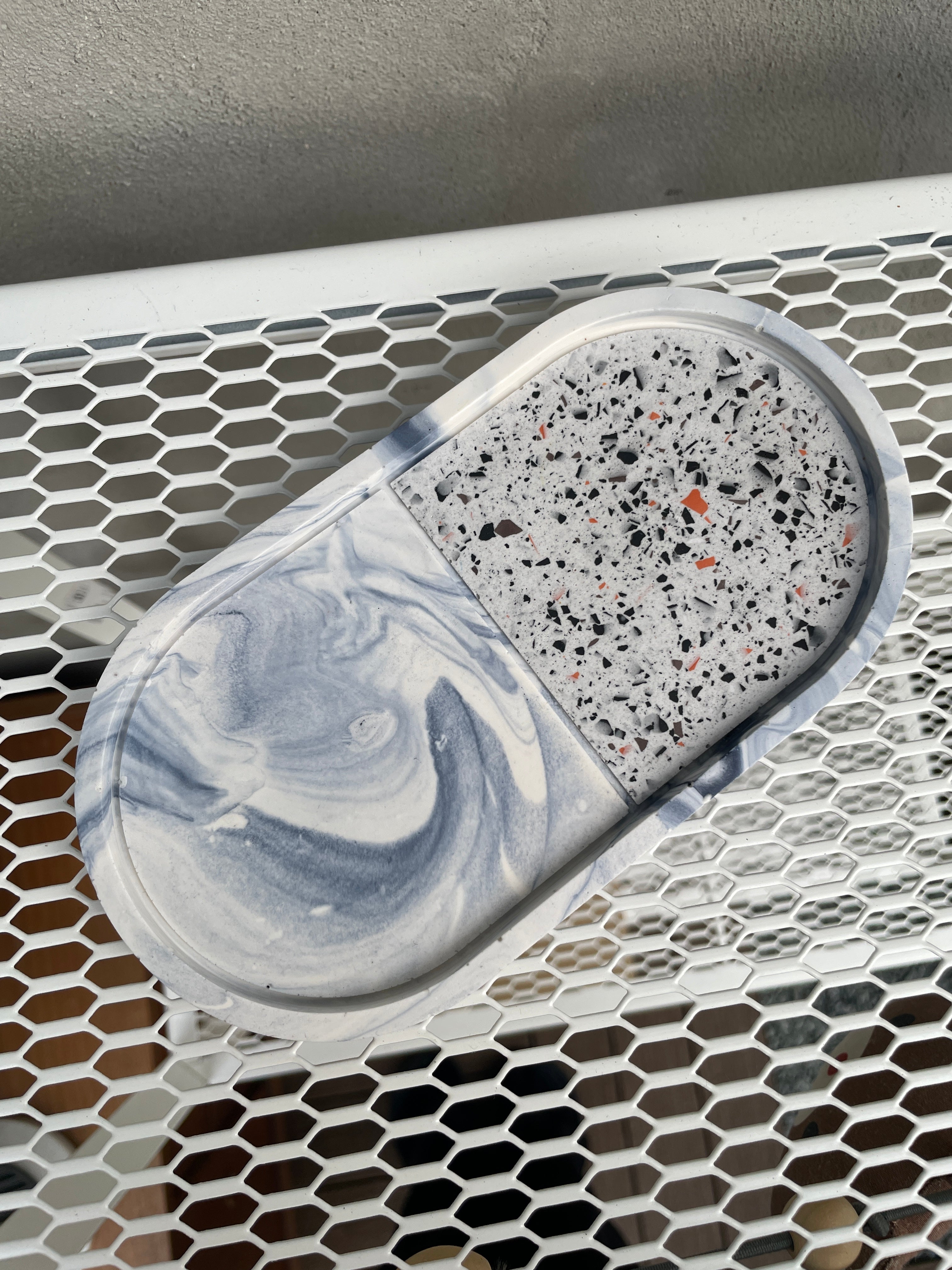 Rustic Terrazzo & Marble Oval Tray