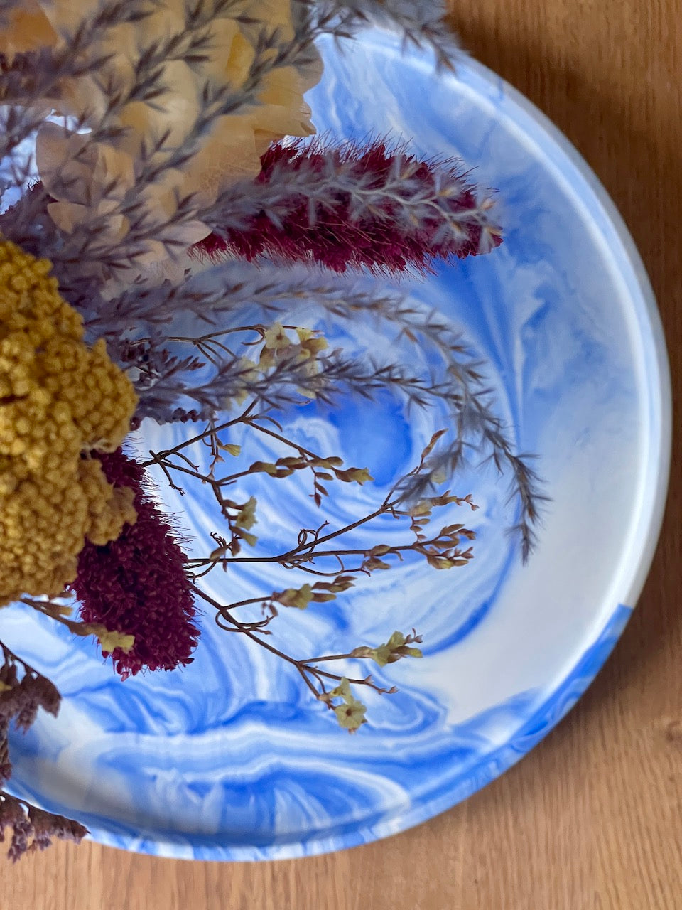 Blue Marble Round Jesmonite Tray