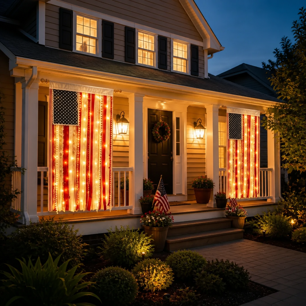 4 x 2.3 Ft Lighted Rag American Flag Banner -  USA 250th Celebration