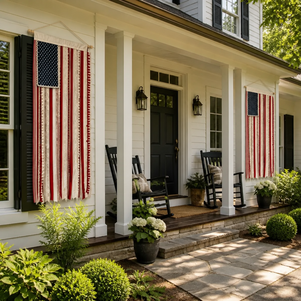 4 x 2.3 Ft Lighted Rag American Flag Banner -  USA 250th Celebration