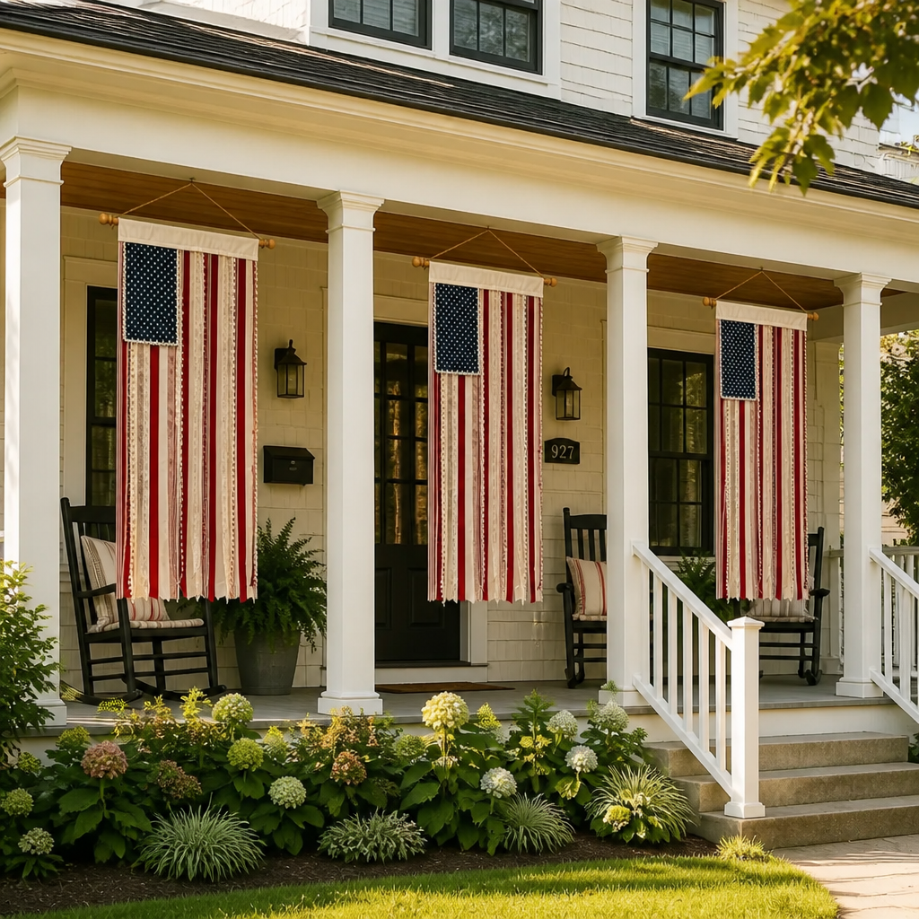 4 x 2.3 Ft Lighted Rag American Flag Banner -  USA 250th Celebration