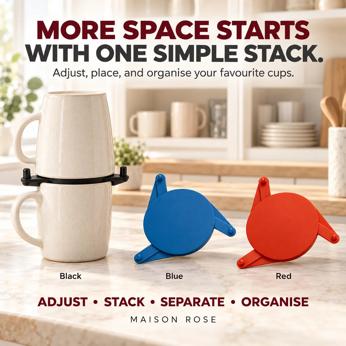MugNest – Adjustable Cup Stacking Organizer