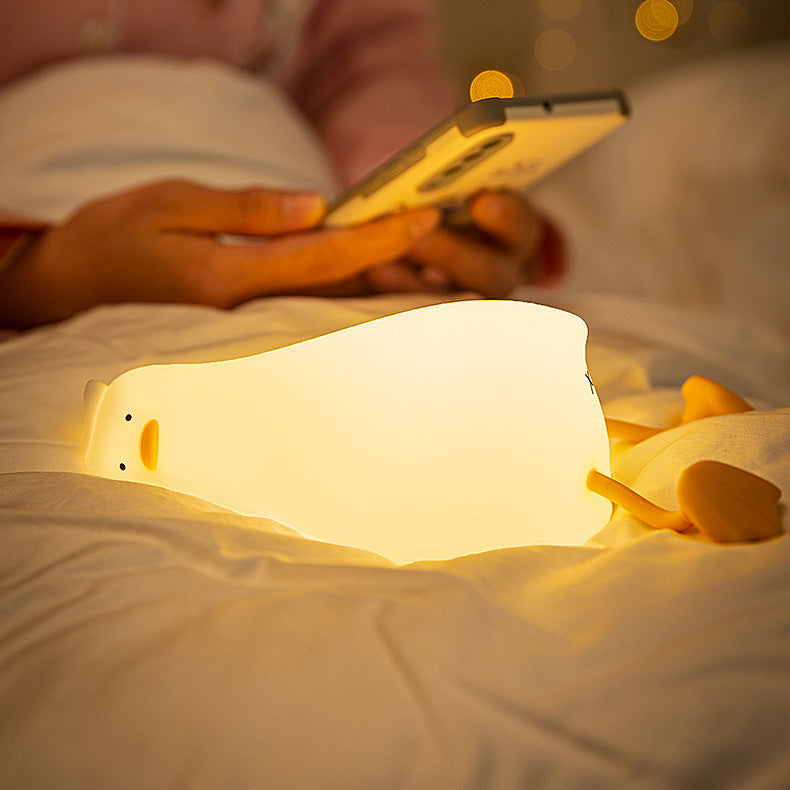 Satsus® Squishy Silicone Lazy Duck LED Night Light - Perfect Gift for Kids and Girls