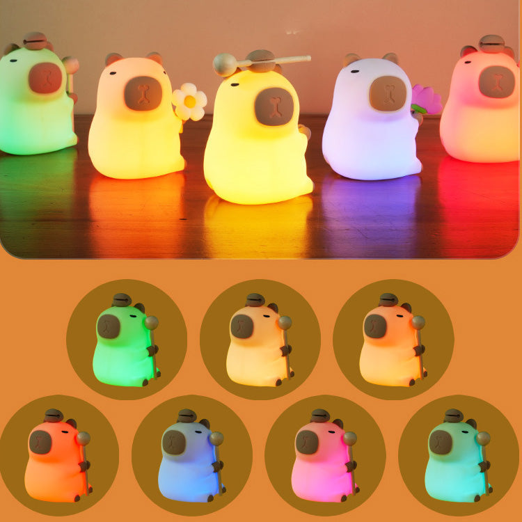 Satsus® Flower Capybara Squishy Silicone Night Light - Perfect Gift for Kids and Girls