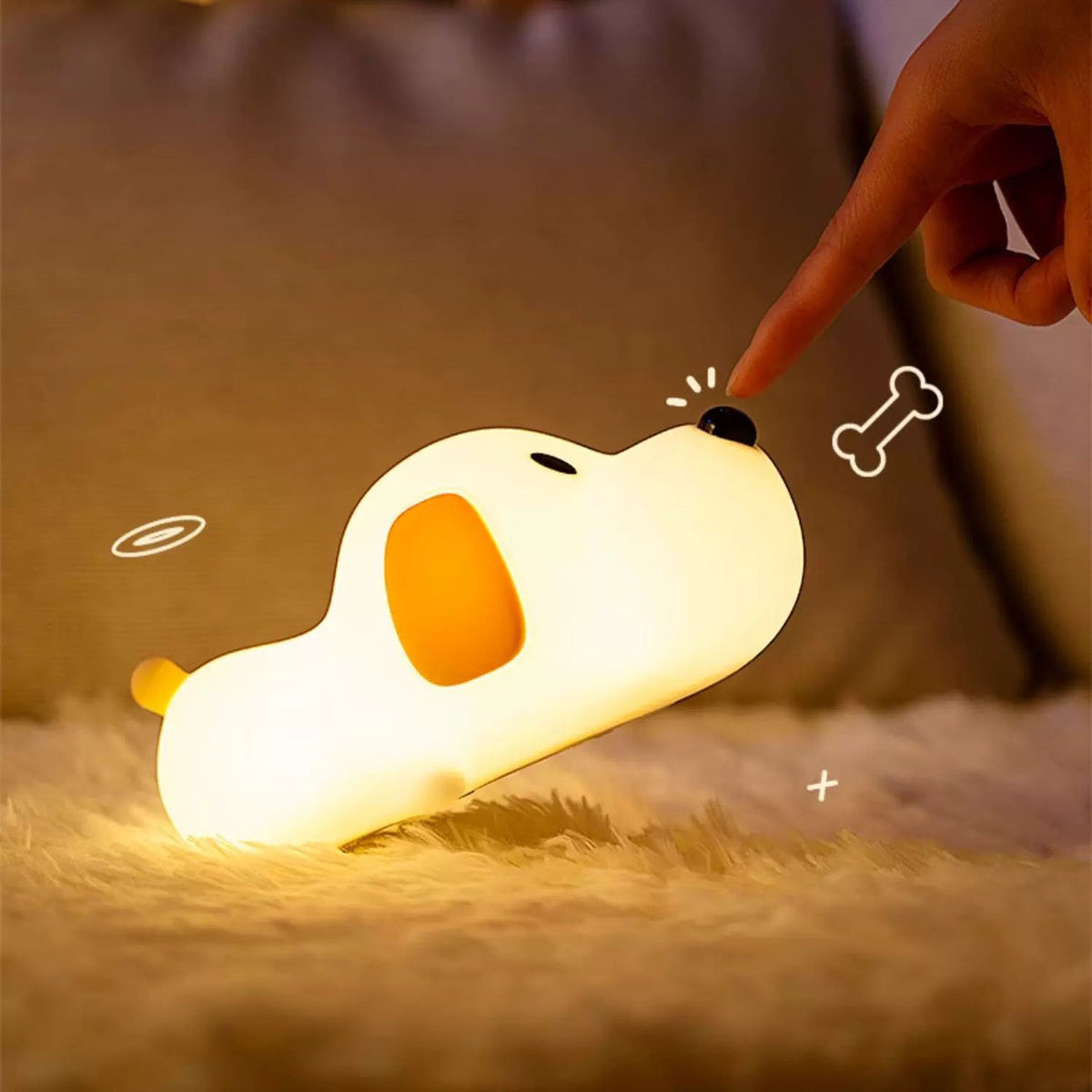 Satsus® Puppy Silicone Squishy Night Light Gift Cute Droopy Ears and Cozy for Decor Perfect Gift