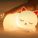 Satsus® Squishy Silicone Napping Cat LED Night Light - Perfect Gift for Kids and Girls
