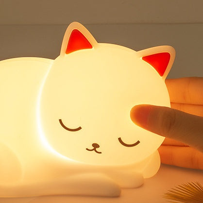 Satsus® Squishy Silicone Napping Cat LED Night Light - Perfect Gift for Kids and Girls