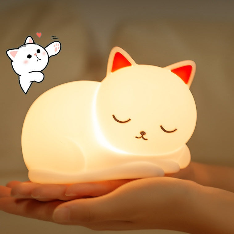 Satsus® Squishy Silicone Napping Cat LED Night Light - Perfect Gift for Kids and Girls
