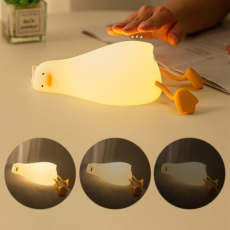 Satsus® Squishy Silicone Lazy Duck LED Night Light - Perfect Gift for Kids and Girls
