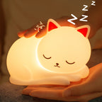 Satsus® Squishy Silicone Napping Cat LED Night Light - Perfect Gift for Kids and Girls