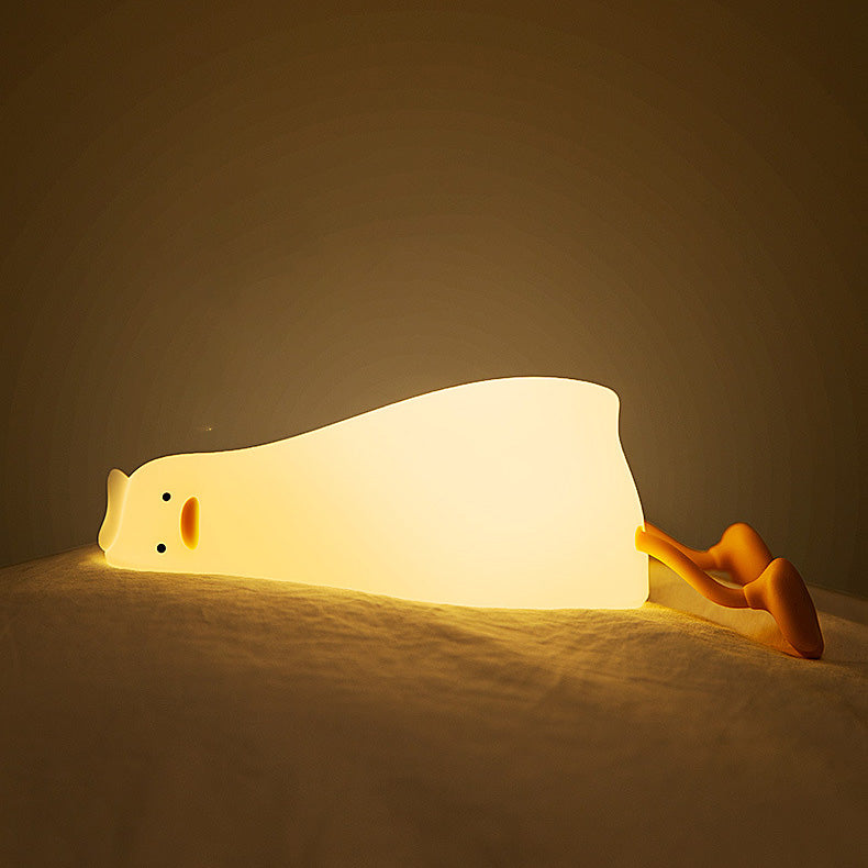 Satsus® Squishy Silicone Lazy Duck LED Night Light - Perfect Gift for Kids and Girls