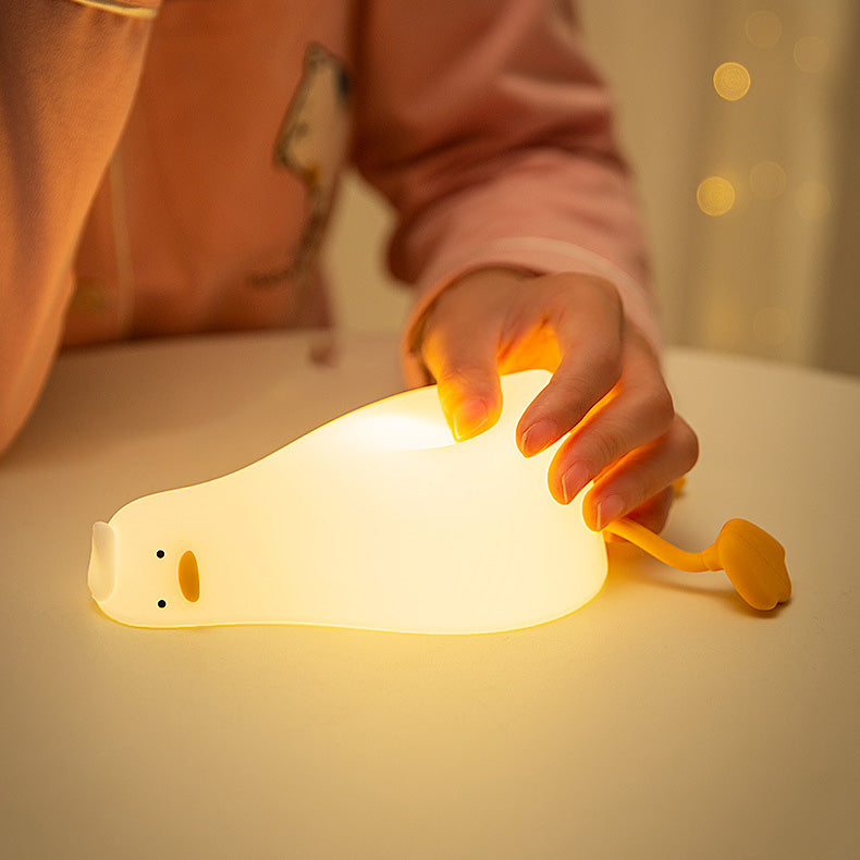 Satsus® Squishy Silicone Lazy Duck LED Night Light - Perfect Gift for Kids and Girls