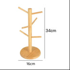Tree-Shaped Wooden Mug Holder with Round Base
