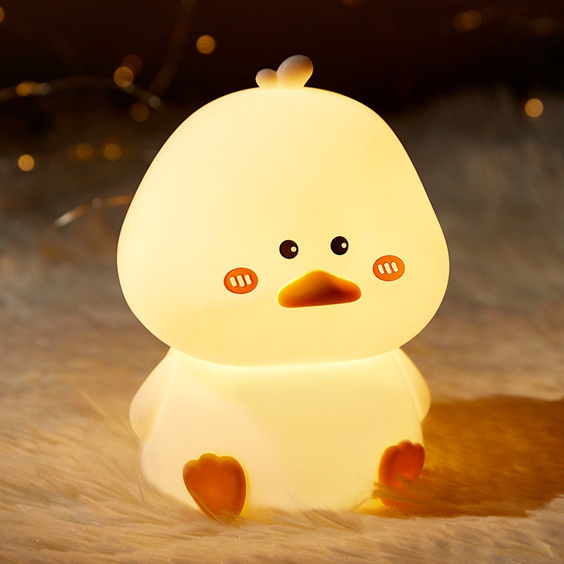 Satsus® Squishy Silicone Shy Duck LED Night Light - Perfect Gift for Kids and Girls