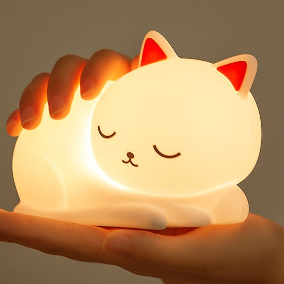 Satsus® Squishy Silicone Napping Cat LED Night Light - Perfect Gift for Kids and Girls