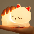 Satsus® Squishy Silicone Napping Cat LED Night Light - Perfect Gift for Kids and Girls