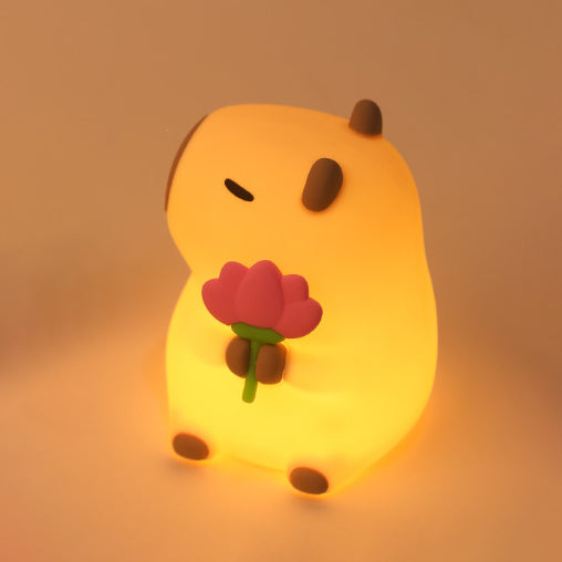 Satsus® Flower Capybara Squishy Silicone Night Light - Perfect Gift for Kids and Girls