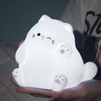 Satsus® Squishy Silicone Waving Cat LED Night Light - Perfect Gift for Kids and Girls