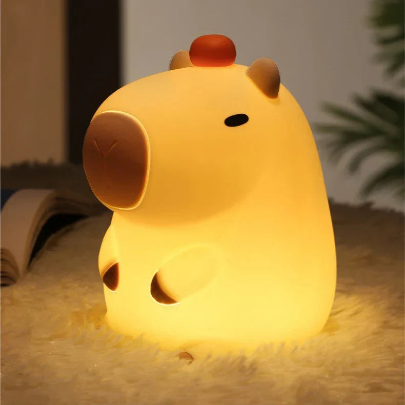Satsus® Capybara With Turtle LED Squishy Night Light For Gift USB Rechargeable Capybara Lamp