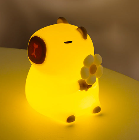 Satsus® Flower Capybara Squishy Silicone Night Light - Perfect Gift for Kids and Girls