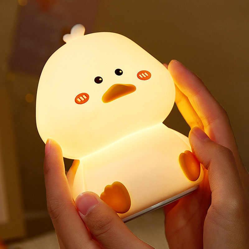 Satsus® Squishy Silicone Shy Duck LED Night Light - Perfect Gift for Kids and Girls