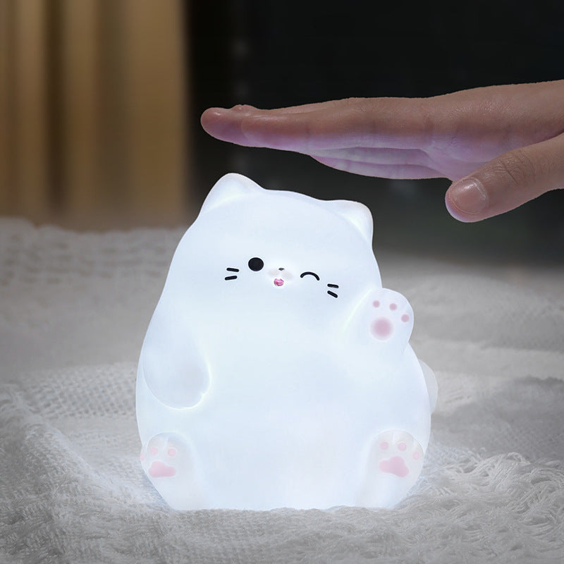 Satsus® Squishy Silicone Waving Cat LED Night Light - Perfect Gift for Kids and Girls