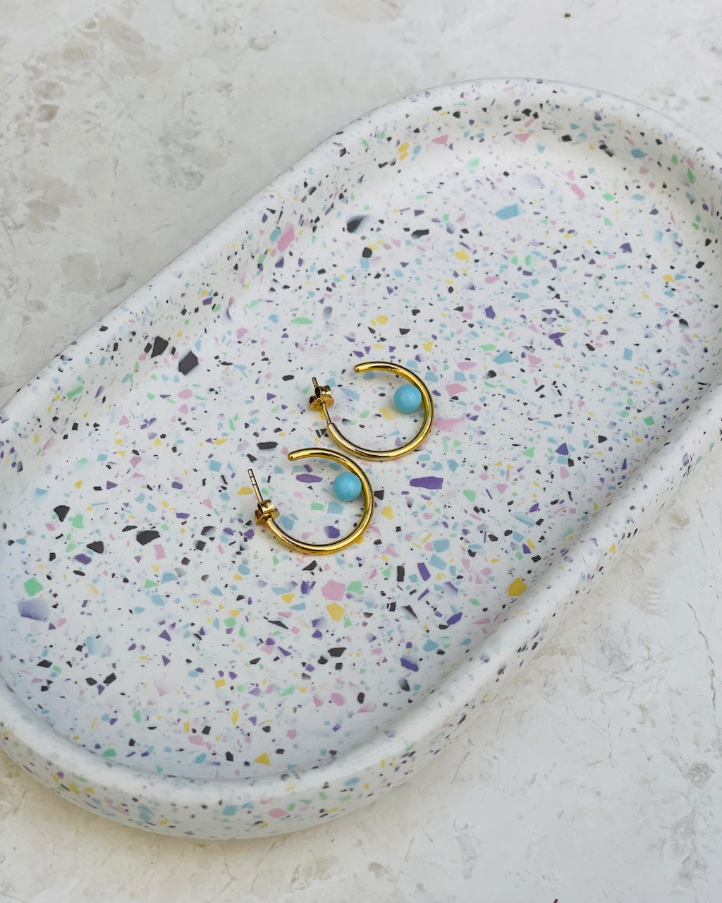 Small Pastel Terrazzo Oval Jewelry Tray