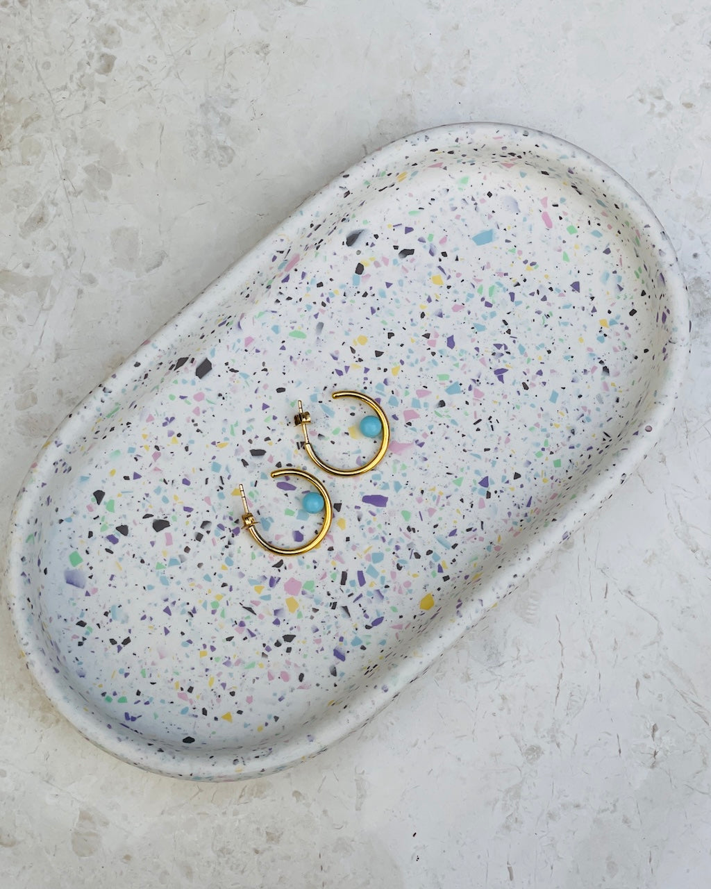 Small Pastel Terrazzo Oval Jewelry Tray