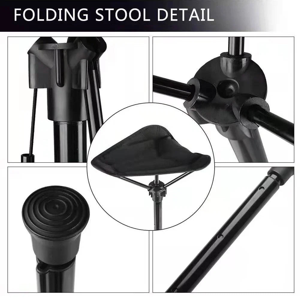 Satsus| Adjustable Aluminum Alloy Folding Camping Stool 125kg Load Bearing for Hiking Travel