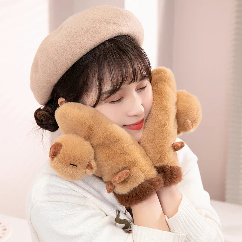 Cute Plush Cartoon Animals Soft Warm Gloves