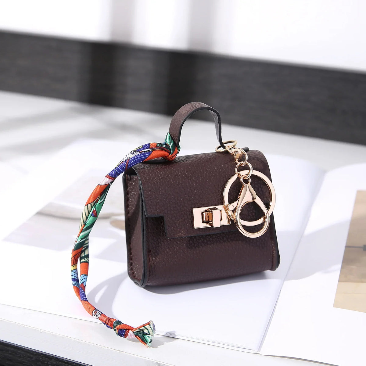Mini Square Leather Bag Charm — Adorable Accessory, Chic, Stylish, Compact, Versatile