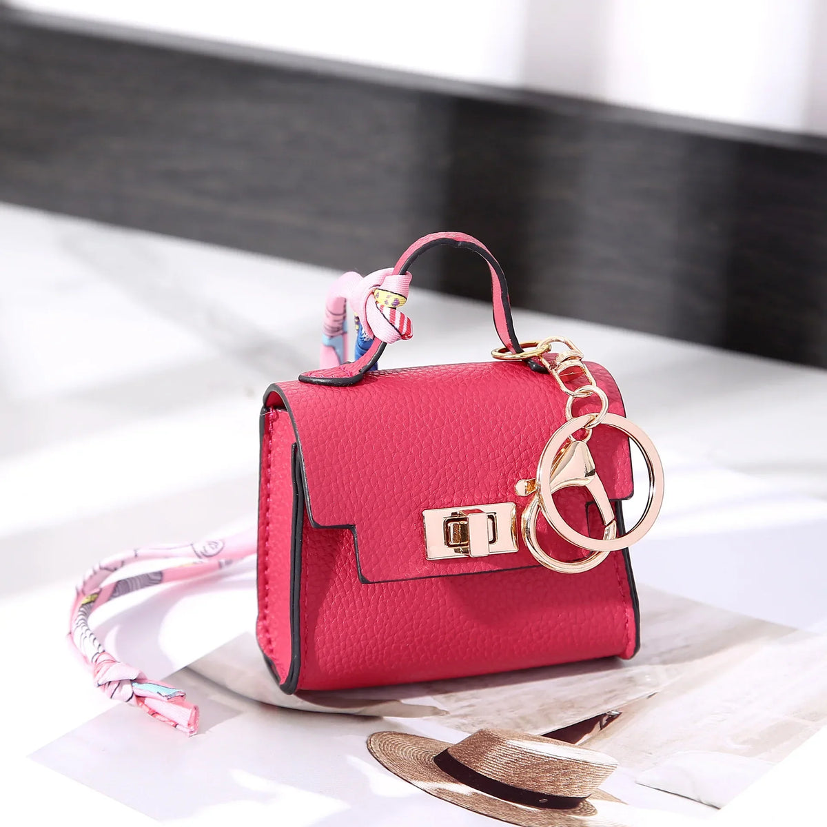 Mini Square Leather Bag Charm — Adorable Accessory, Chic, Stylish, Compact, Versatile