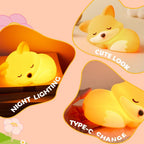 Satsus® Fox Night Light with Curled Tail Silicone Squishy Animal Design Lamp Perfect Gift