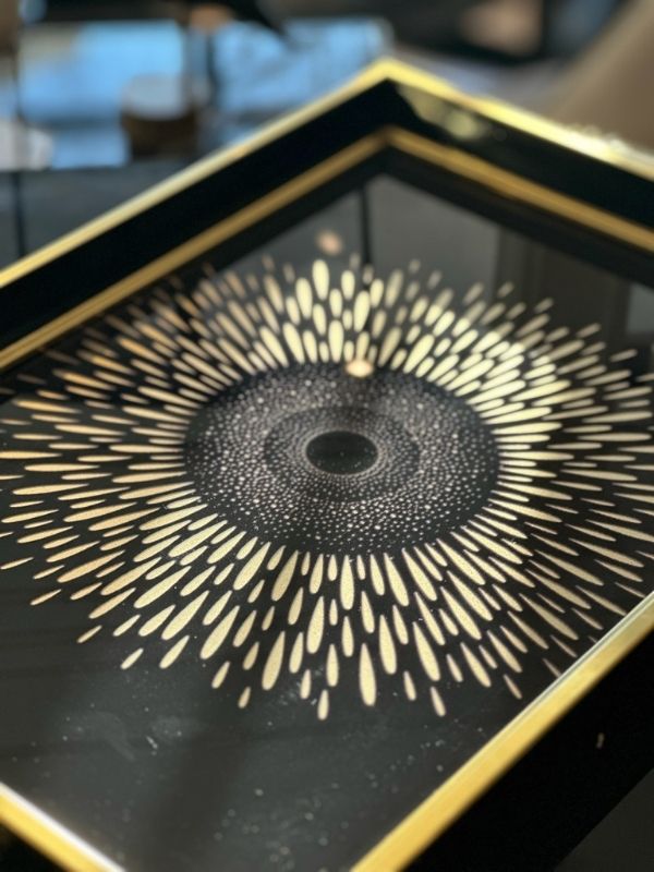 Black & Gold Glass Serving Tray