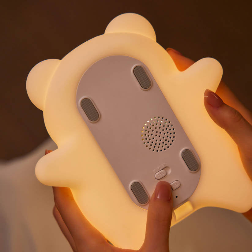 Satsus® Breathing Bear Snuggly  Squishy Silicone Sleeping Companion Sound LED Night Light Perfect Gift