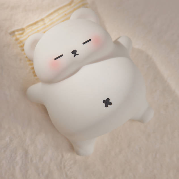 Satsus® Breathing Bear Snuggly  Squishy Silicone Sleeping Companion Sound LED Night Light Perfect Gift