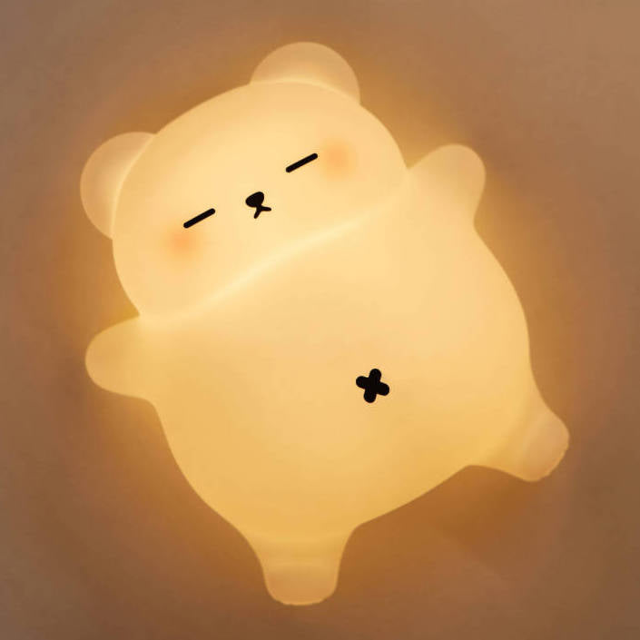 Satsus® Breathing Bear Snuggly  Squishy Silicone Sleeping Companion Sound LED Night Light Perfect Gift