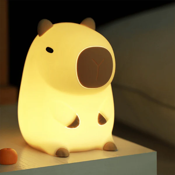 Satsus® Sleeping Capybara Breathing Squishy Silicone Companion Sound LED Night Light Perfect Gift