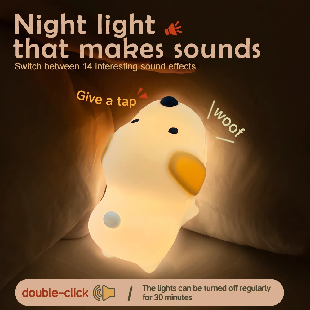 Satsus® Puppy Silicone Squishy Night Light Gift Cute Droopy Ears and Cozy for Decor Perfect Gift