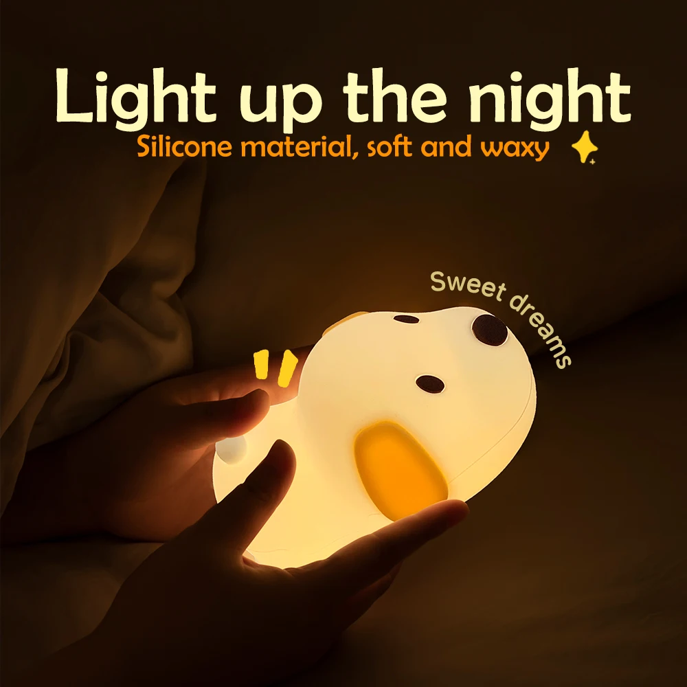Satsus® Puppy Silicone Squishy Night Light Gift Cute Droopy Ears and Cozy for Decor Perfect Gift