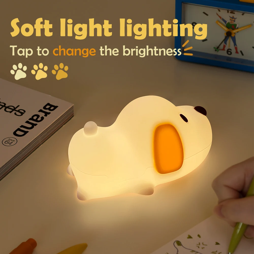 Satsus® Puppy Silicone Squishy Night Light Gift Cute Droopy Ears and Cozy for Decor Perfect Gift