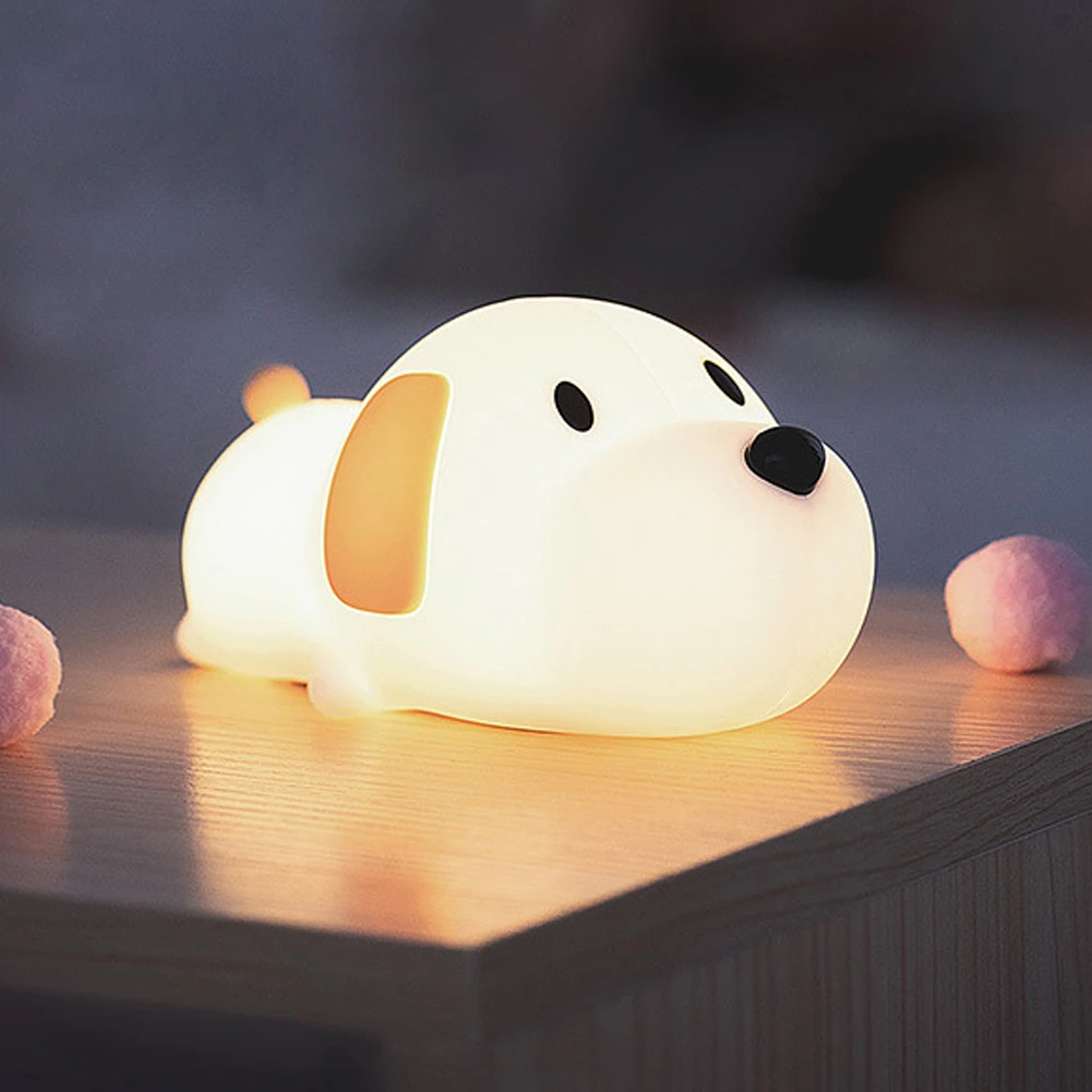 Satsus® Puppy Silicone Squishy Night Light Gift Cute Droopy Ears and Cozy for Decor Perfect Gift