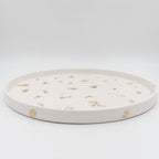 Large Warm Yellow Marble-Effect Round Tray