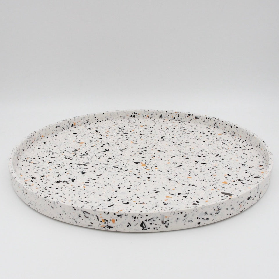 Large Rustic Terrazzo Round Jesmonite Tray
