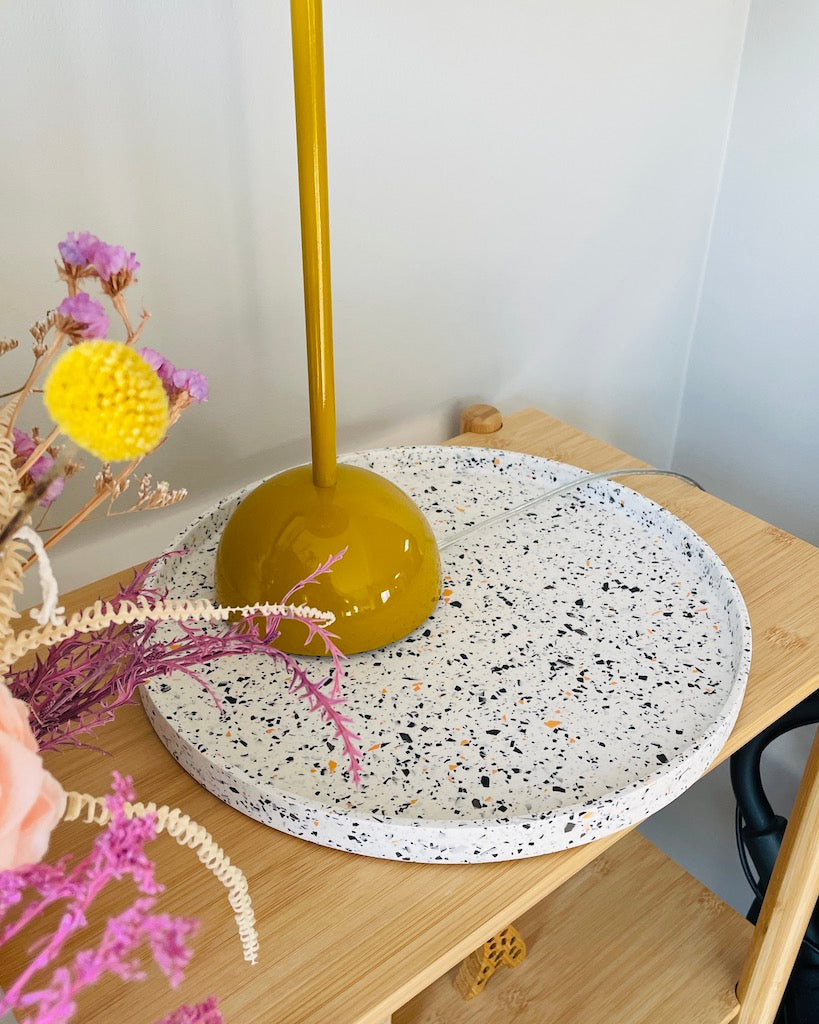 Large Rustic Terrazzo Round Jesmonite Tray