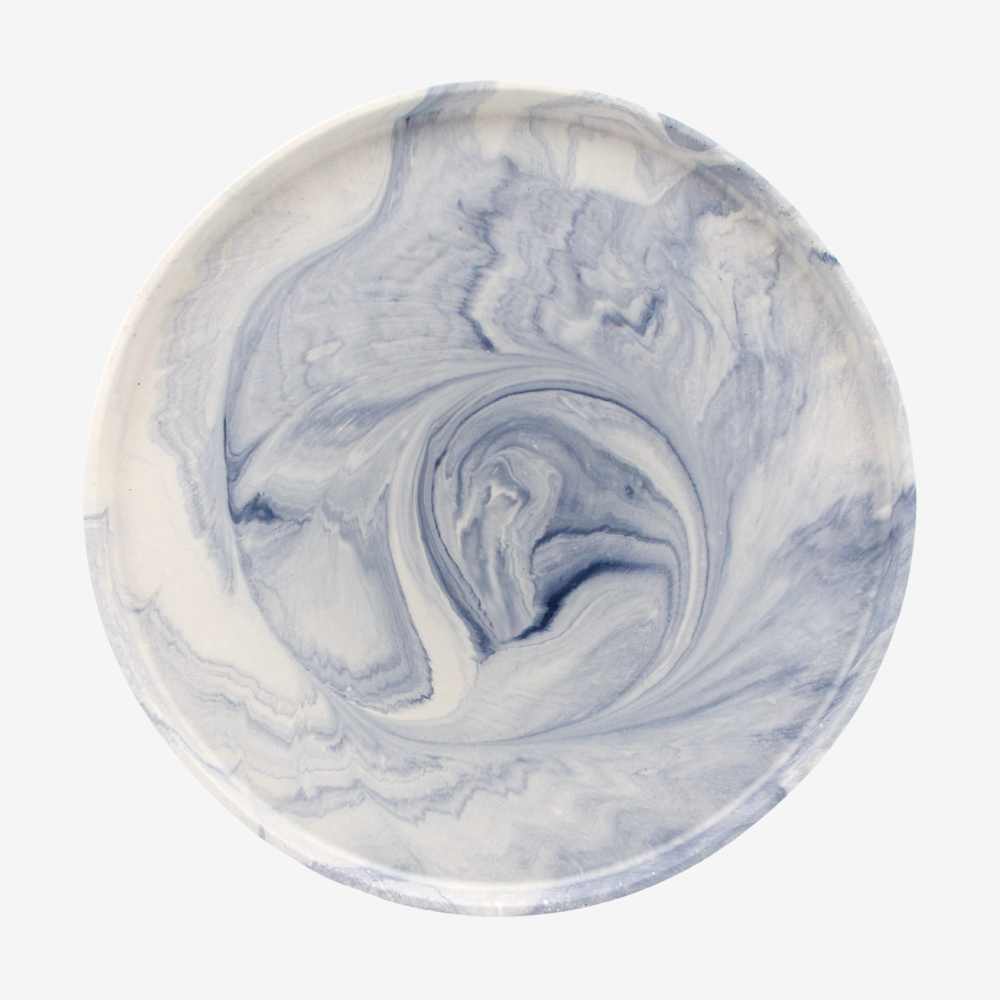 Large Grey Marble-Effect Round Tray