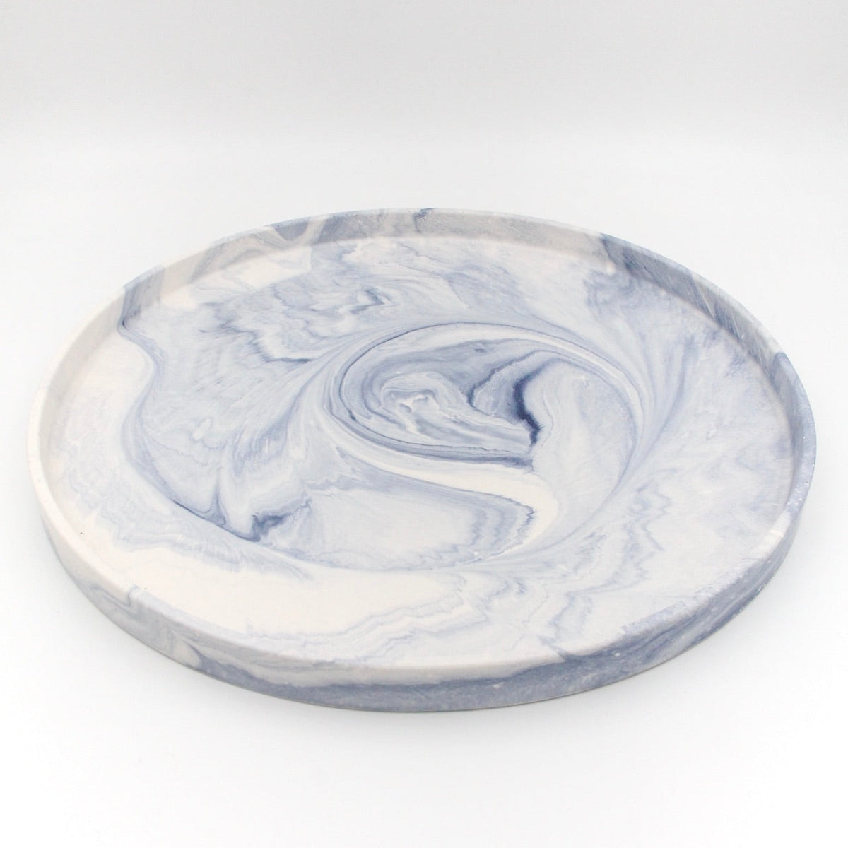Large Grey Marble-Effect Round Tray